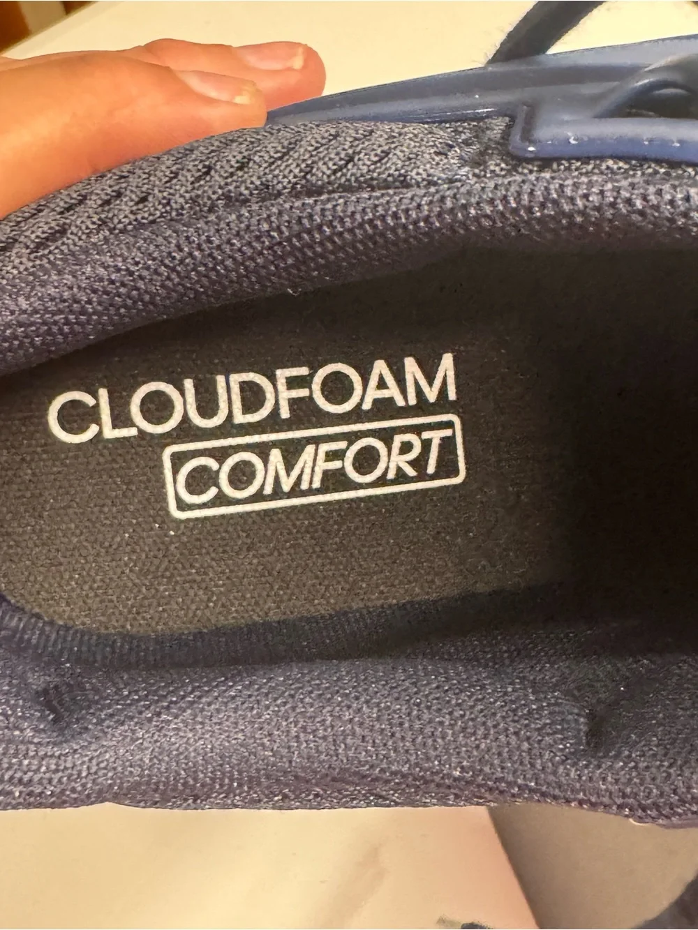 adidas Navy Blue and White Cloudfoam Athletic Shoes